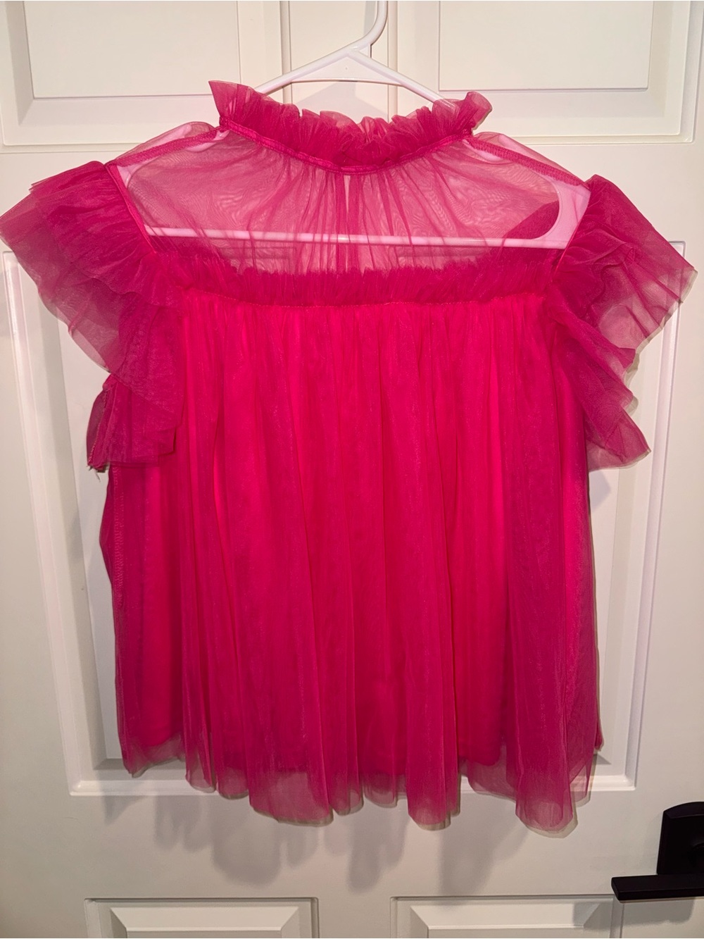 Ladies Hot Pink Ruffle Tulle Top Medium PRECIOUS
